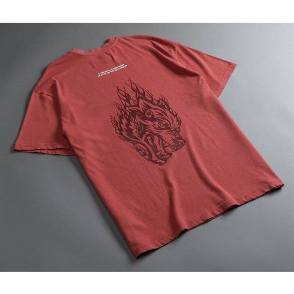 darc sport unisex S pink coral t shirt graphic tee wolf flames gym weightlifting